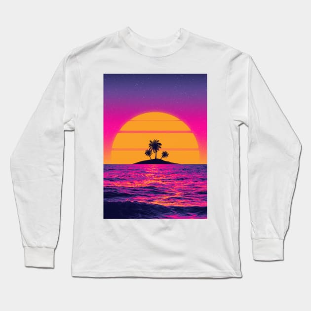 Sunset Beach Long Sleeve T-Shirt by mrcatguys